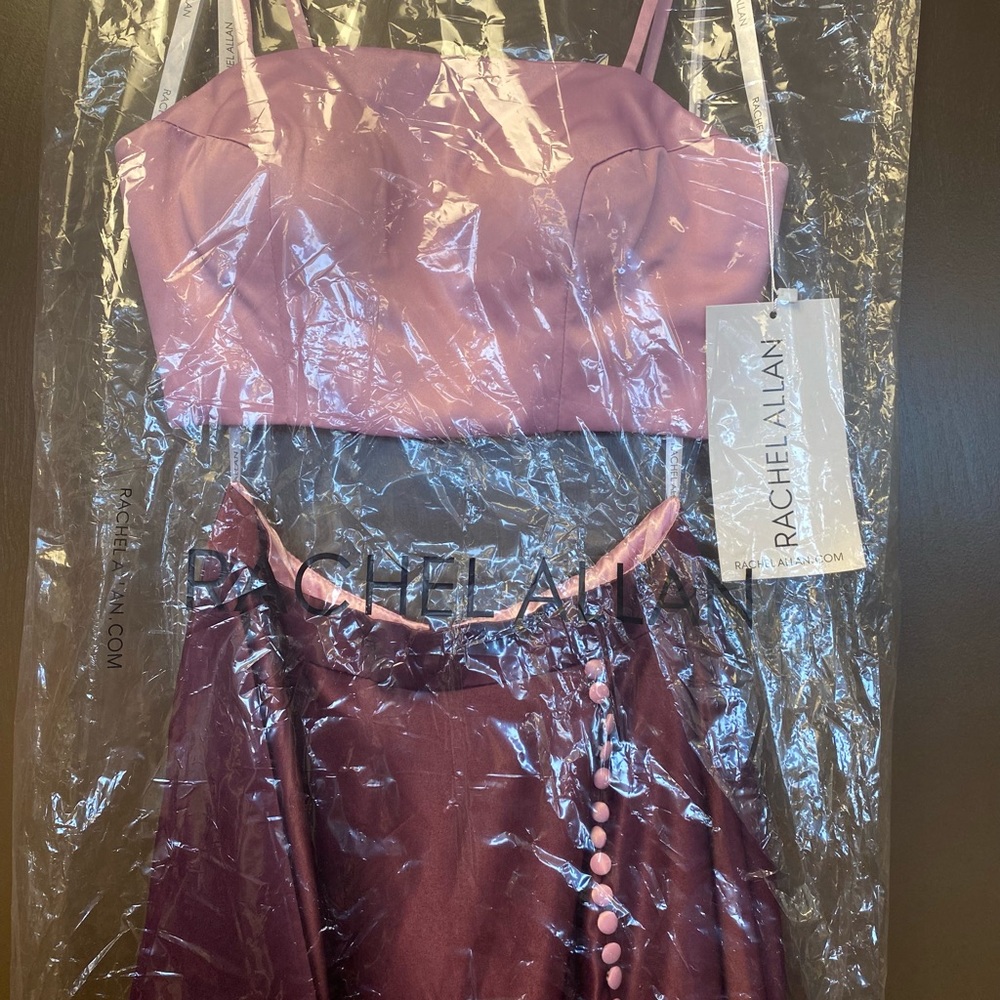 NWT Rachel Allan 6422 - 2 Piece - Mauve Black Cherry - Sz 0, 2, 6 /Sealed in bag - Picture 5 of 6